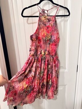 Anthropologie Everleigh Pink Floral Halter Dress
